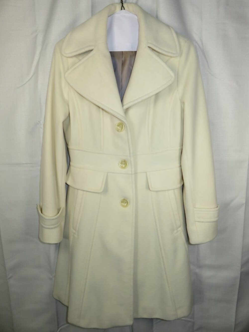 Kenneth Cole New York Cream Ivory Textured Wool Blend Coat Women’s Size 4
